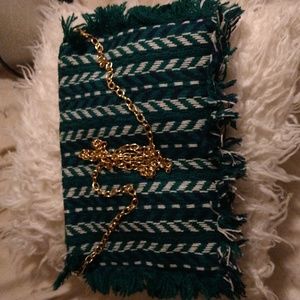 Pink Haley Embroidered Crossbody Clutch Black